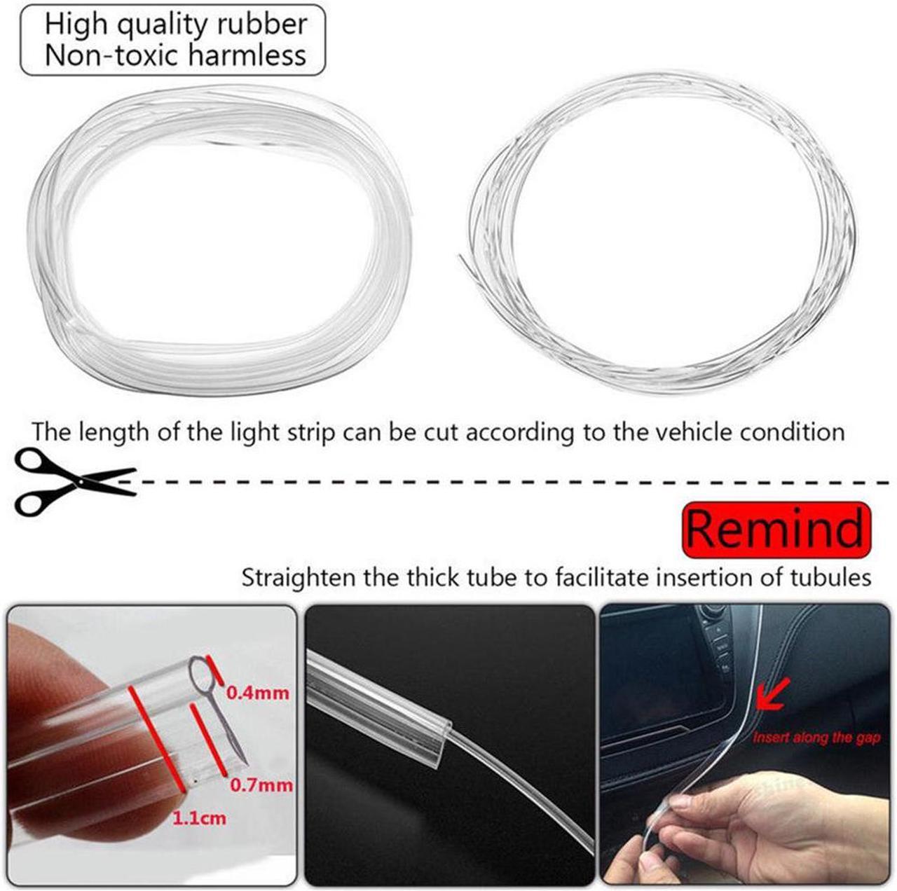 Alt view image 3 of 5 - Acaigel 5 x RGB LED 6m Optical Fiber Car Decor Strip Light Sound Active Remote Control