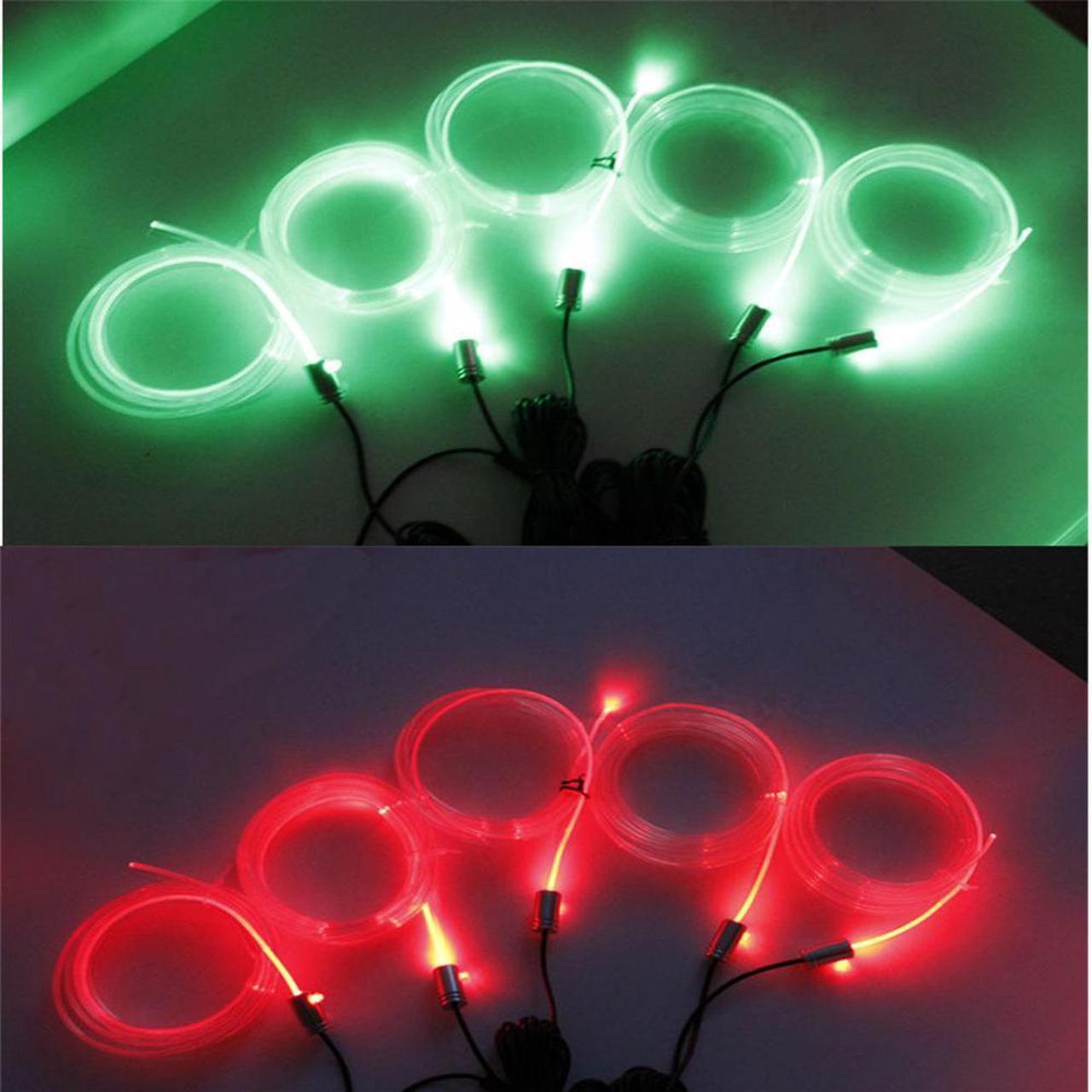Alt view image 2 of 5 - Acaigel 5 x RGB LED 6m Optical Fiber Car Decor Strip Light Sound Active Remote Control