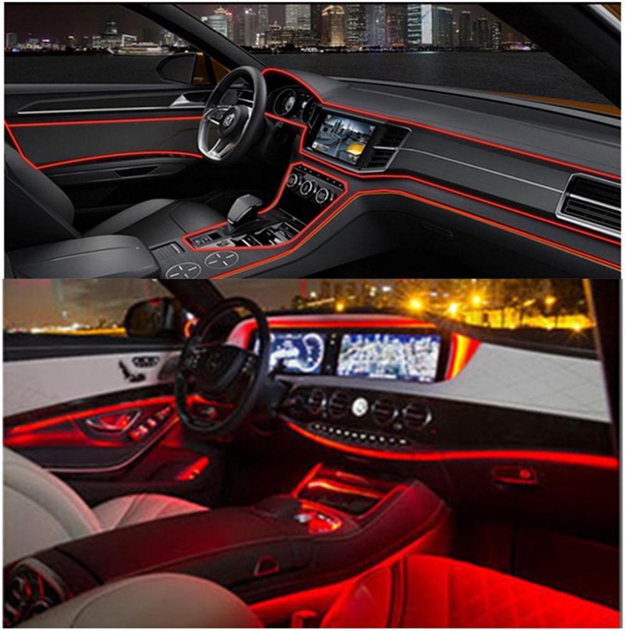 Alt view image 4 of 5 - Acaigel 5 x RGB LED 6m Optical Fiber Car Decor Strip Light Sound Active Remote Control