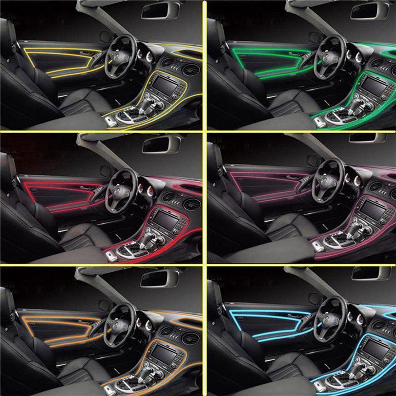 Alt view image 5 of 5 - Acaigel 5 x RGB LED 6m Optical Fiber Car Decor Strip Light Sound Active Remote Control