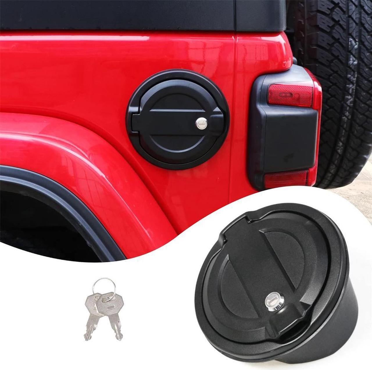 Yassdwbn Locking Gas Tank Cap Fuel Filler Door Cover w/Key For Jeep Wrangler JL 2018-2023