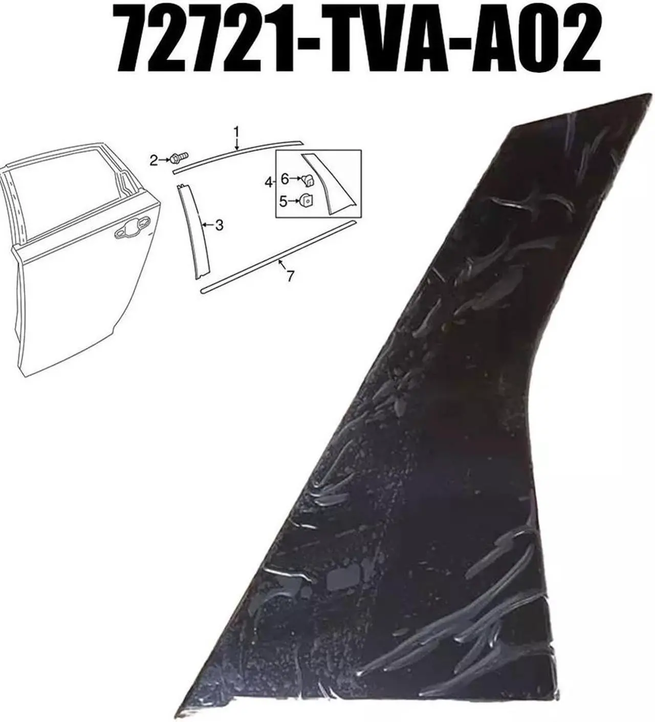 Alt view image 3 of 5 - Acaigel Right Rear Door Pillar Garnish For 18-22 Honda Accord