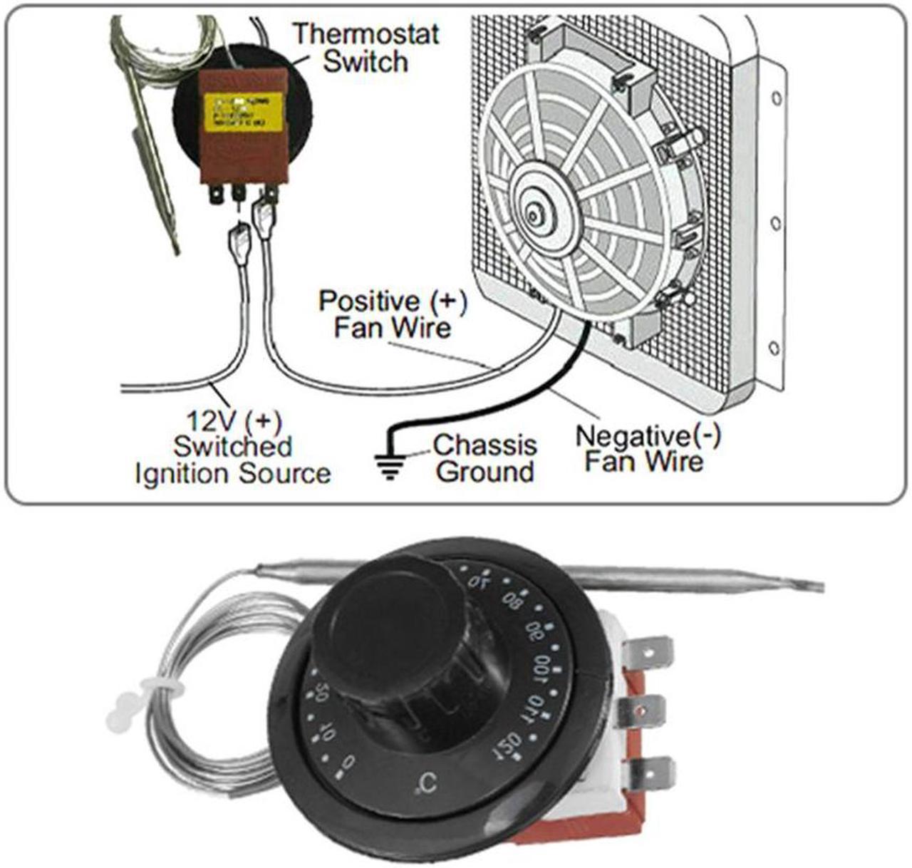 Yassdwbn Radiator Control Switch Car Cooling Radiator Fan Control Switch Universal