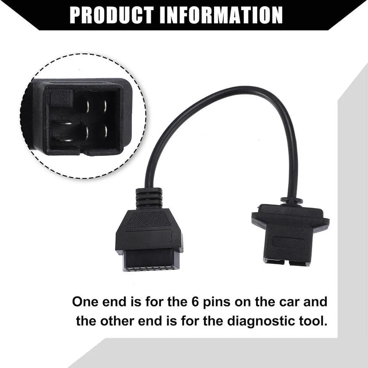 Alt view image 3 of 5 - Acaigel 6 Pin Obd To 16Pin Obd2 Check Engine Adapter Cable Code Reader For Chrysler Jeep