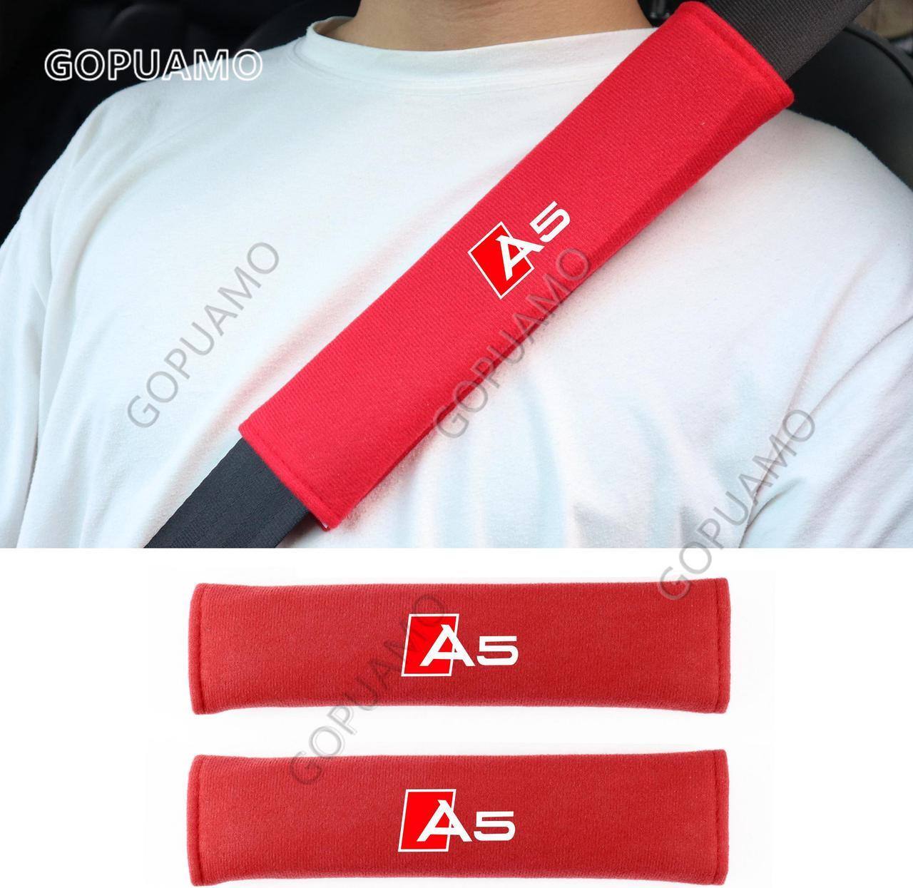 Alt view image 4 of 7 - GOPUAMO Car Harness shoulder pad Case for Audi A5 - Shock-Absorbing, Anti-Slip, and Prevents Clothing Pilling, Soft Shoulder Protection Red