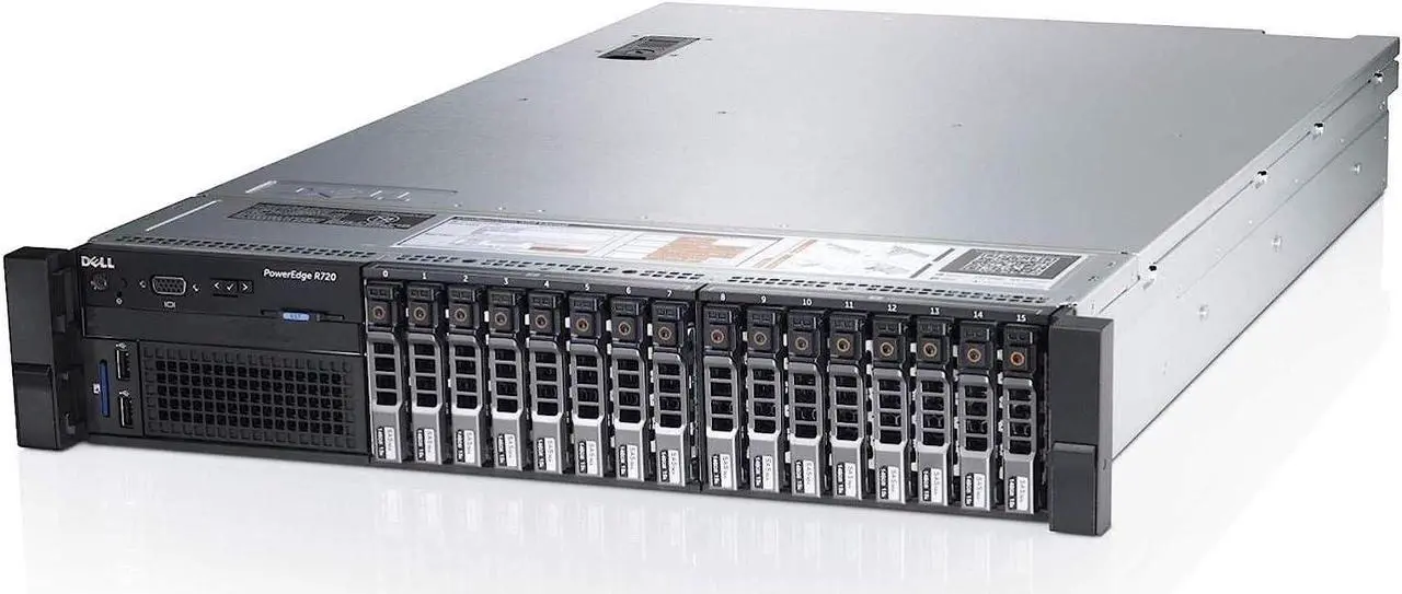 Main image of DELL PowerEdge R720 2U RackMount 64-bit Server 2×Six-Core E5-2630v2 Xeon 2.6GHz CPUs + 128GB PC3-12800 ECC RAM + 16×500GB SATA 2.5" SFF HDD, PERC RAID, 4×1GbE NIC, 2×Pwr Spply, iDRAC7, NO OS(re-newed)