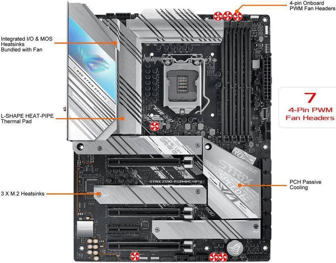 Alt view image 2 of 3 - ASUS ROG Strix Z590-A Gaming WiFi 6 LGA 1200 (Intel 11th/10th Gen) ATX White Scheme Gaming Motherboard (14+2 Power Stages, DDR4 5333, WiFi 6, Intel 2.5Gb LAN, Thunderbolt 4 Support, 3 x M.2/NVMe SSD)