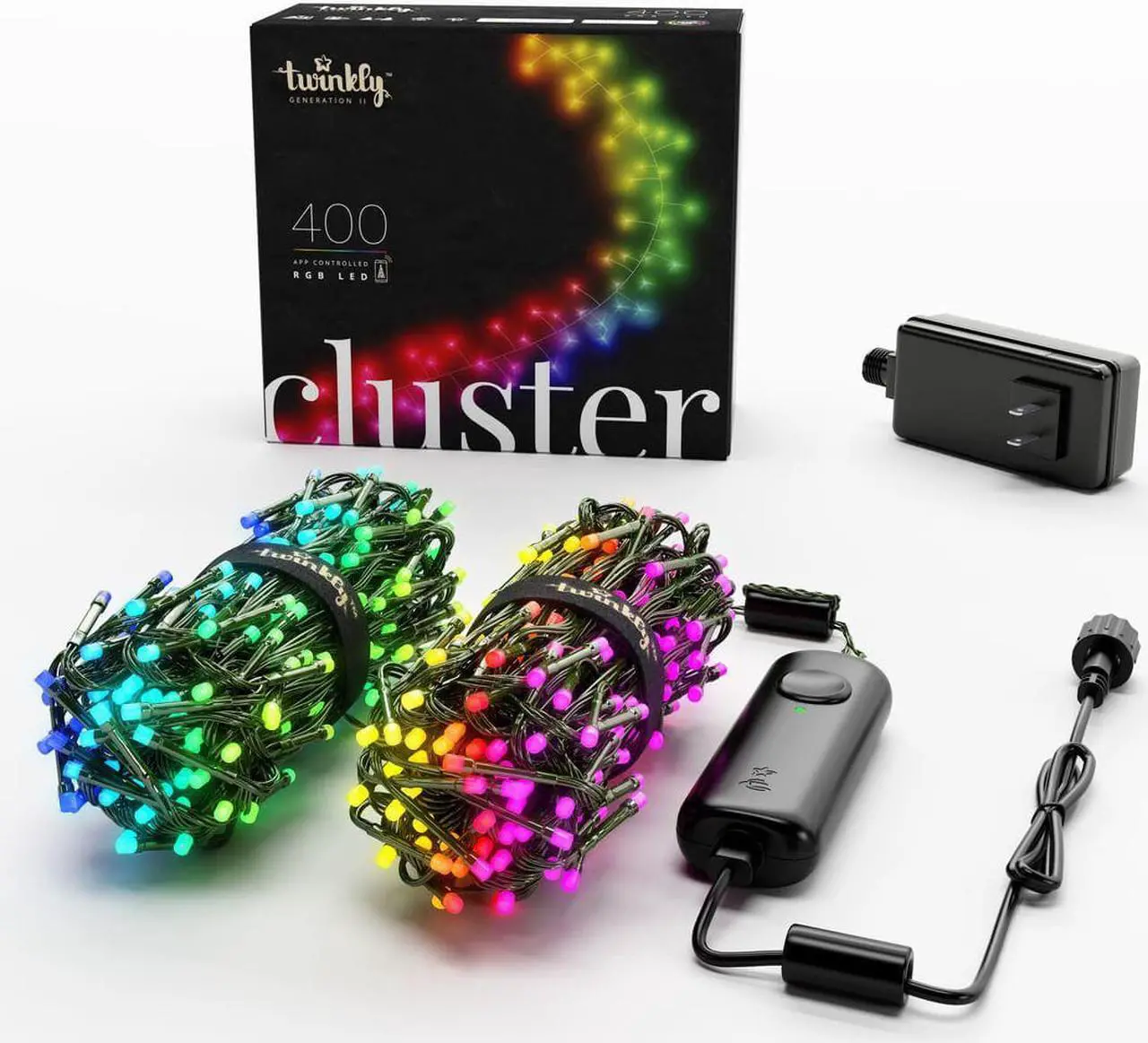 Alt view image 12 of 15 - Twinkly Cluster App-Controlled Smart LED Christmas Lights 400 Multicolor RGB