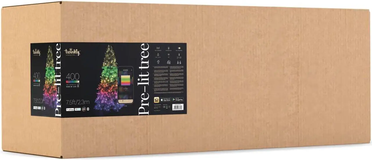 Alt view image 8 of 11 - Twinkly Pre-Lit Tree App-controlled 7.5-Ft Christmas Tree w/ 400 RGB+W LEDs