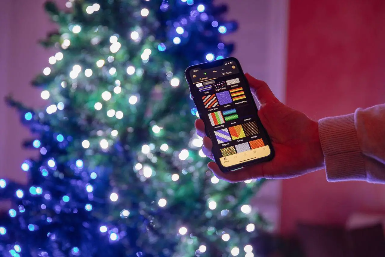 Alt view image 9 of 11 - Twinkly Pre-Lit Tree App-controlled 7.5-Ft Christmas Tree w/ 400 RGB+W LEDs