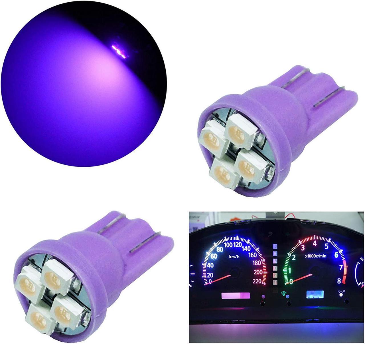 Alt view image 3 of 5 - HYUGA10PCS T10 168 194 Led instrument Panel Dash Light Bulb 1/2" Twist Lock Socket -12V (Purple)