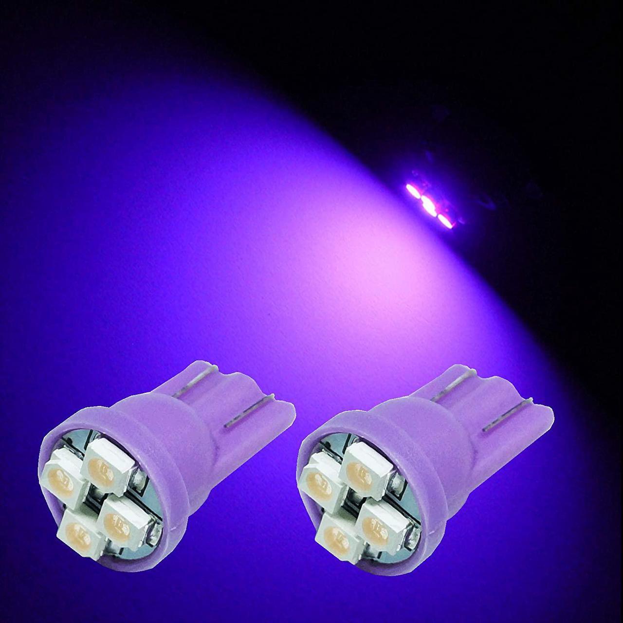 Alt view image 2 of 5 - HYUGA10PCS T10 168 194 Led instrument Panel Dash Light Bulb 1/2" Twist Lock Socket -12V (Purple)