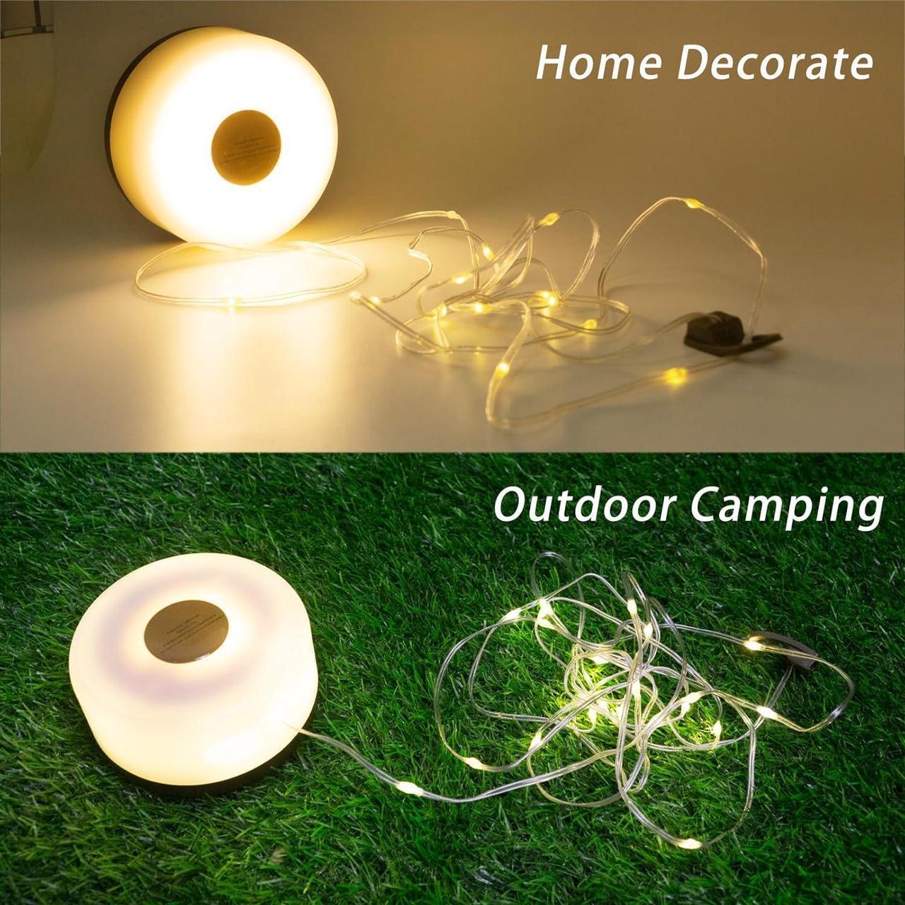 Alt view image 2 of 6 - HYUGA Camping Lights String, Outdoor Rechargeable Lights with 5 Lighting Modes, Type-C Charging, 20s Roll Up- Portable LED Camping String Lights for Camping, Hiking, House Decorate (26.24ft)