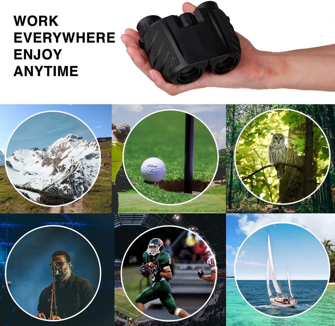 Alt view image 6 of 7 - Binoculars for Adults, High Powered Compact 10x25 Binoculars Pocket for Concerts, Theater, Travel, BAK-4 Roof Prism FMC Lens Kid Binoculars for Bird Watching (0.53lb), SkyGenius