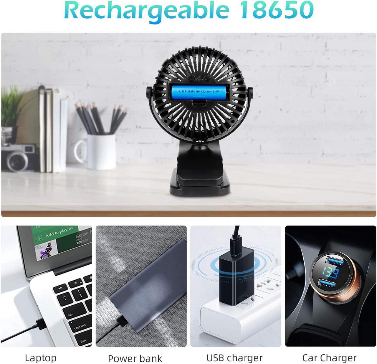 Alt view image 7 of 7 - Clip On Camping Fan with LED Lights, 2200 mAh Rechargeable Battery/USB Operated Mini Fan with Hook Portable for Home Office Outdoors Travel Camping Hiking