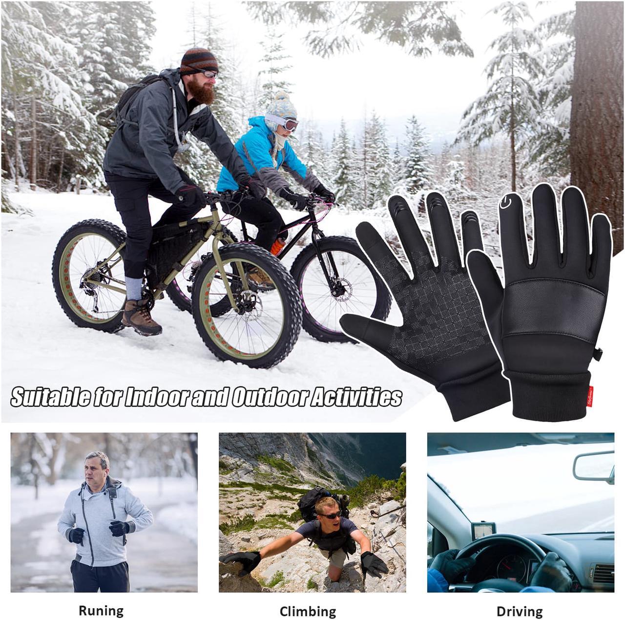 Alt view image 4 of 7 - Cycling Gloves Bicycle Gloves, Touchscreen Gloves Waterproof Anti-slip Motorcycle Gloves Bike Cycling Riding Running Gloves Motorcycles,Winter