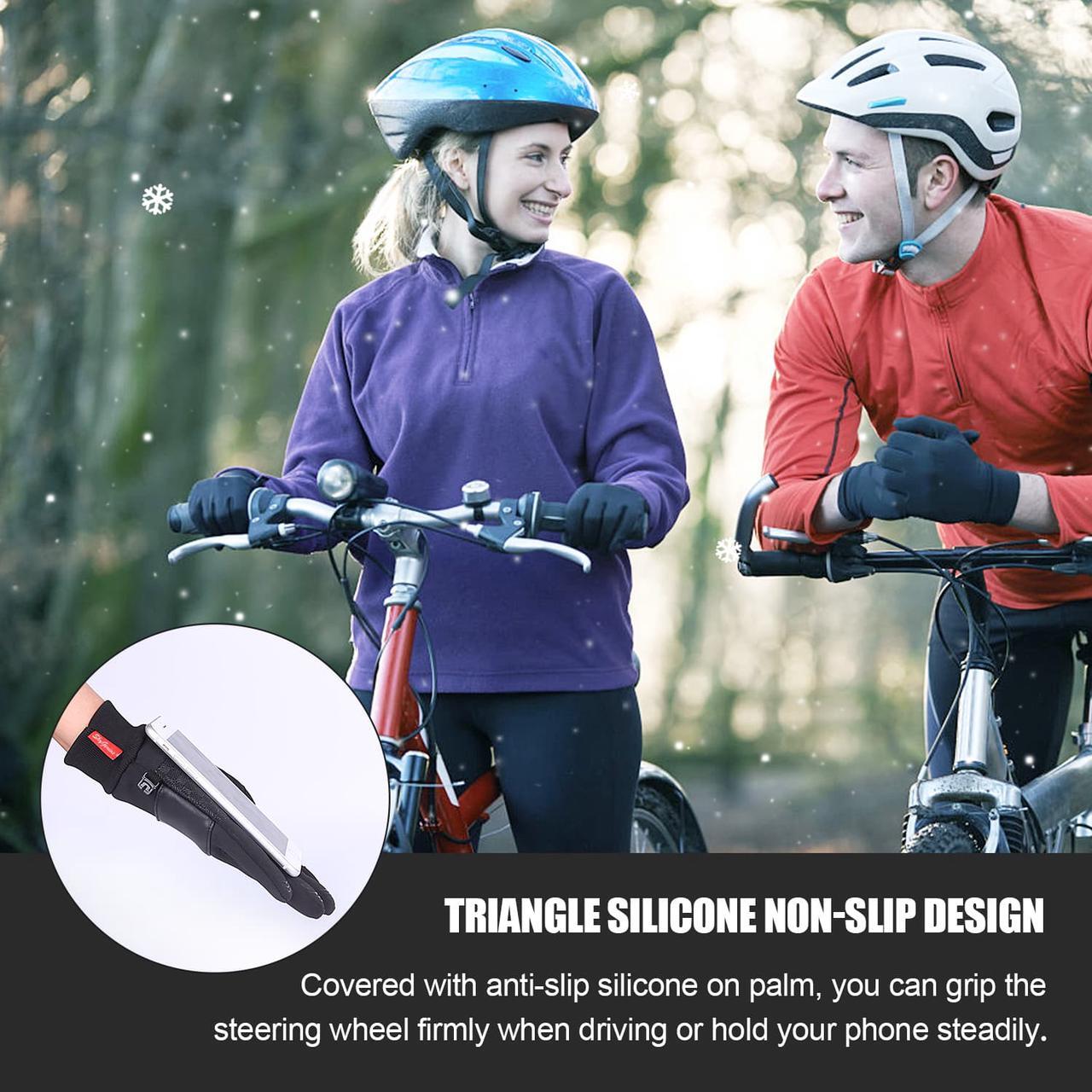 Alt view image 5 of 7 - Cycling Gloves Bicycle Gloves, Touchscreen Gloves Waterproof Anti-slip Motorcycle Gloves Bike Cycling Riding Running Gloves Motorcycles,Winter