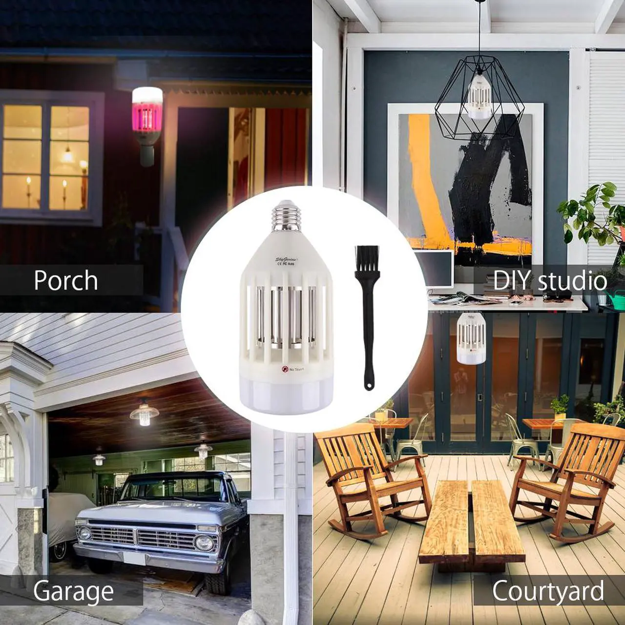 Alt view image 3 of 7 - 2-in-1 LED Light Bulb & Bug Zapper, High Powered Mosquito Killer Pest Control & 9W E26 LED Light Bulb for Bedroom Porch Patio Backyard Garage Barn Farm Outdoor