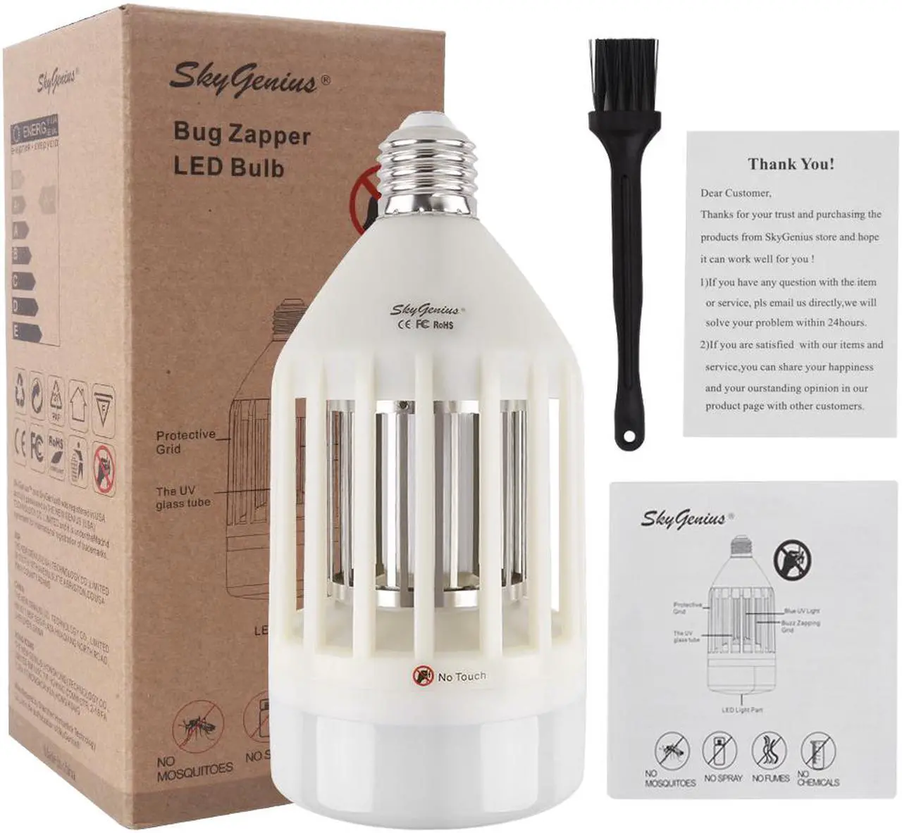 Alt view image 7 of 7 - 2-in-1 LED Light Bulb & Bug Zapper, High Powered Mosquito Killer Pest Control & 9W E26 LED Light Bulb for Bedroom Porch Patio Backyard Garage Barn Farm Outdoor
