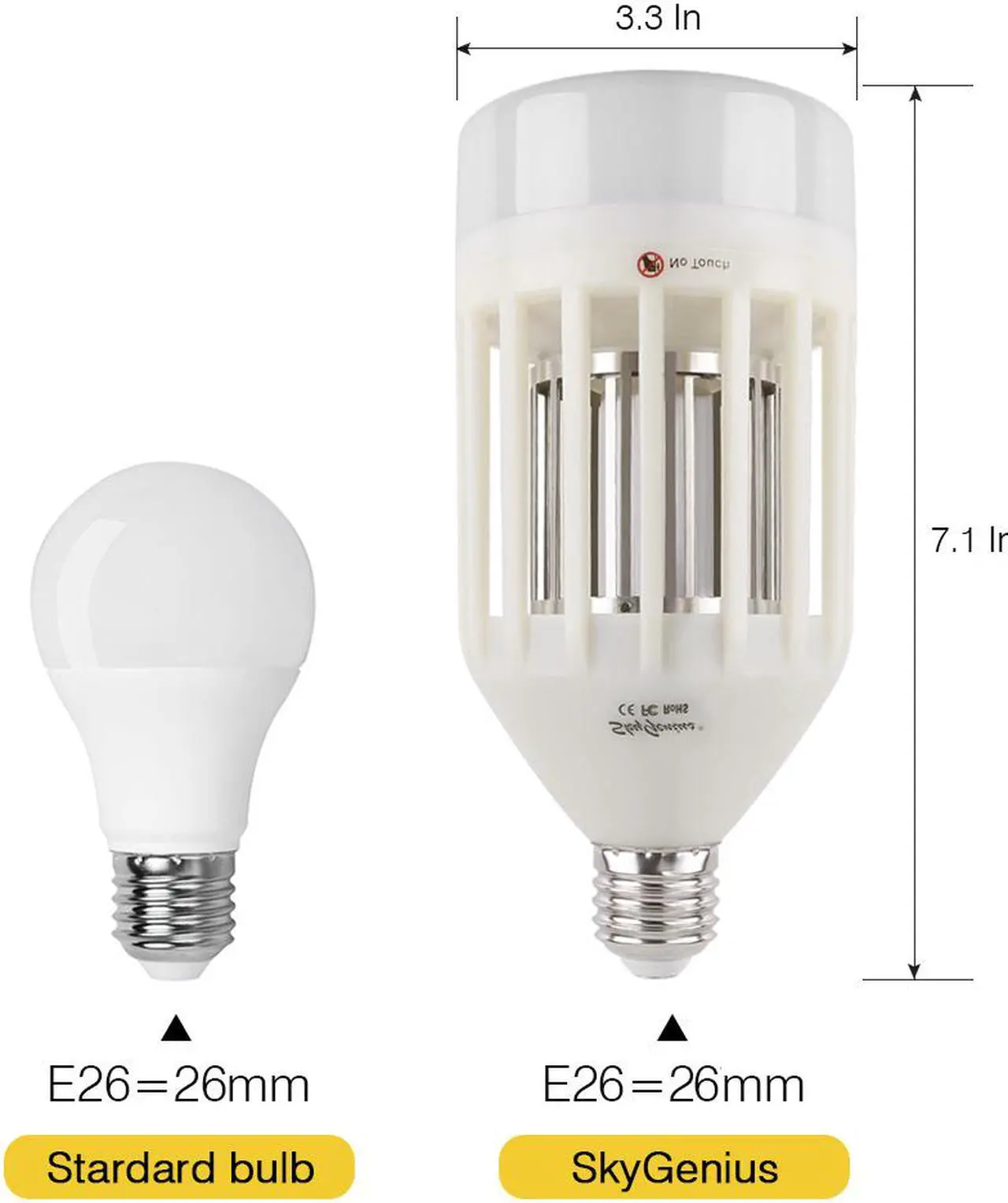 Alt view image 5 of 7 - 2-in-1 LED Light Bulb & Bug Zapper, High Powered Mosquito Killer Pest Control & 9W E26 LED Light Bulb for Bedroom Porch Patio Backyard Garage Barn Farm Outdoor