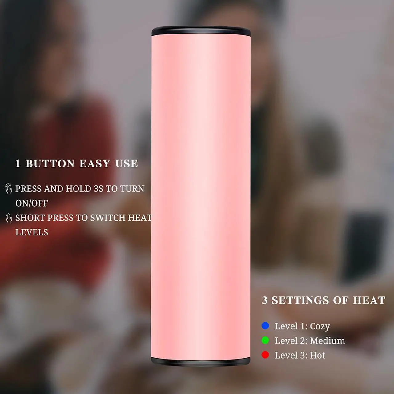 Alt view image 5 of 7 - 2 PACK Sky Genius Reuseable Electric Heated Hand Warmers USB Rechargeable Power Bank Warmer Heater 2in1 5000mAh Light Pink, Holiday Gift