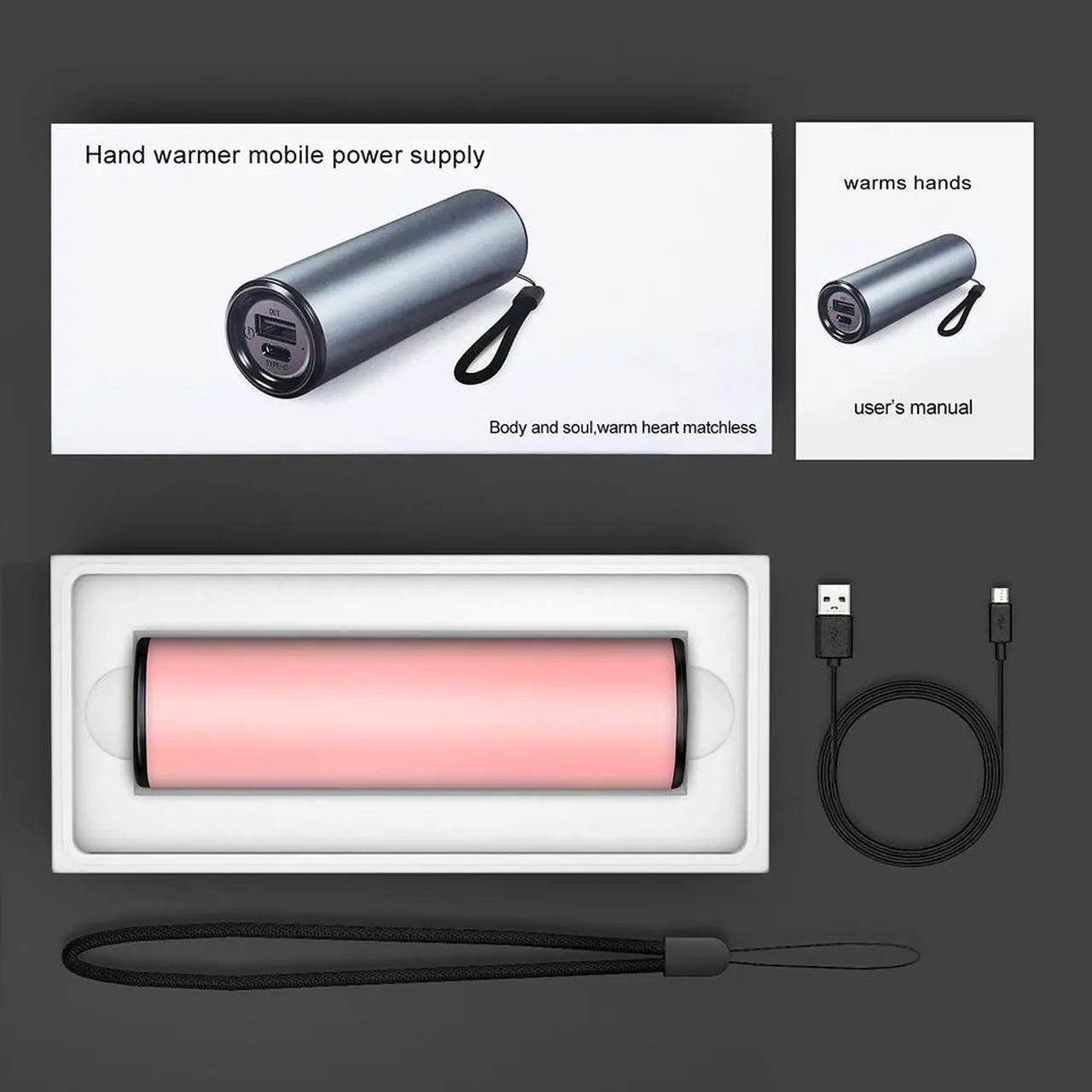Alt view image 7 of 7 - 2 PACK Sky Genius Reuseable Electric Heated Hand Warmers USB Rechargeable Power Bank Warmer Heater 2in1 5000mAh Light Pink, Holiday Gift