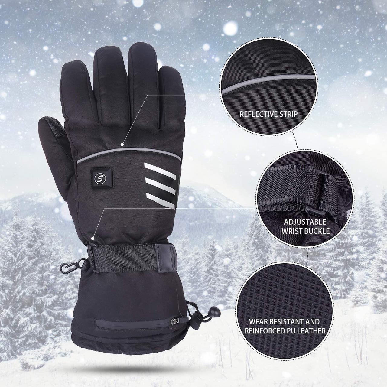 Alt view image 4 of 7 - SkyGenius Electric Heated Gloves Mens Winter Warm Gloves, USB Rechargeable Heating Glove Snowboard Ski Riding Gloves Extra Large, 4000mAh*2 Battery