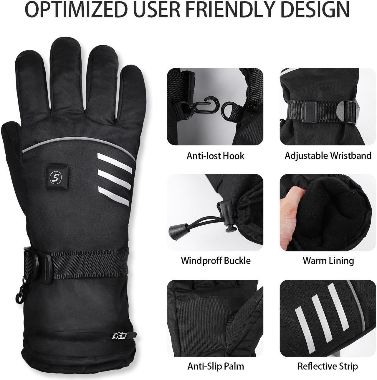 Alt view image 3 of 7 - SkyGenius Electric Heated Gloves Mens Winter Warm Gloves, USB Rechargeable Heating Glove Snowboard Ski Riding Gloves Extra Large, 4000mAh*2 Battery