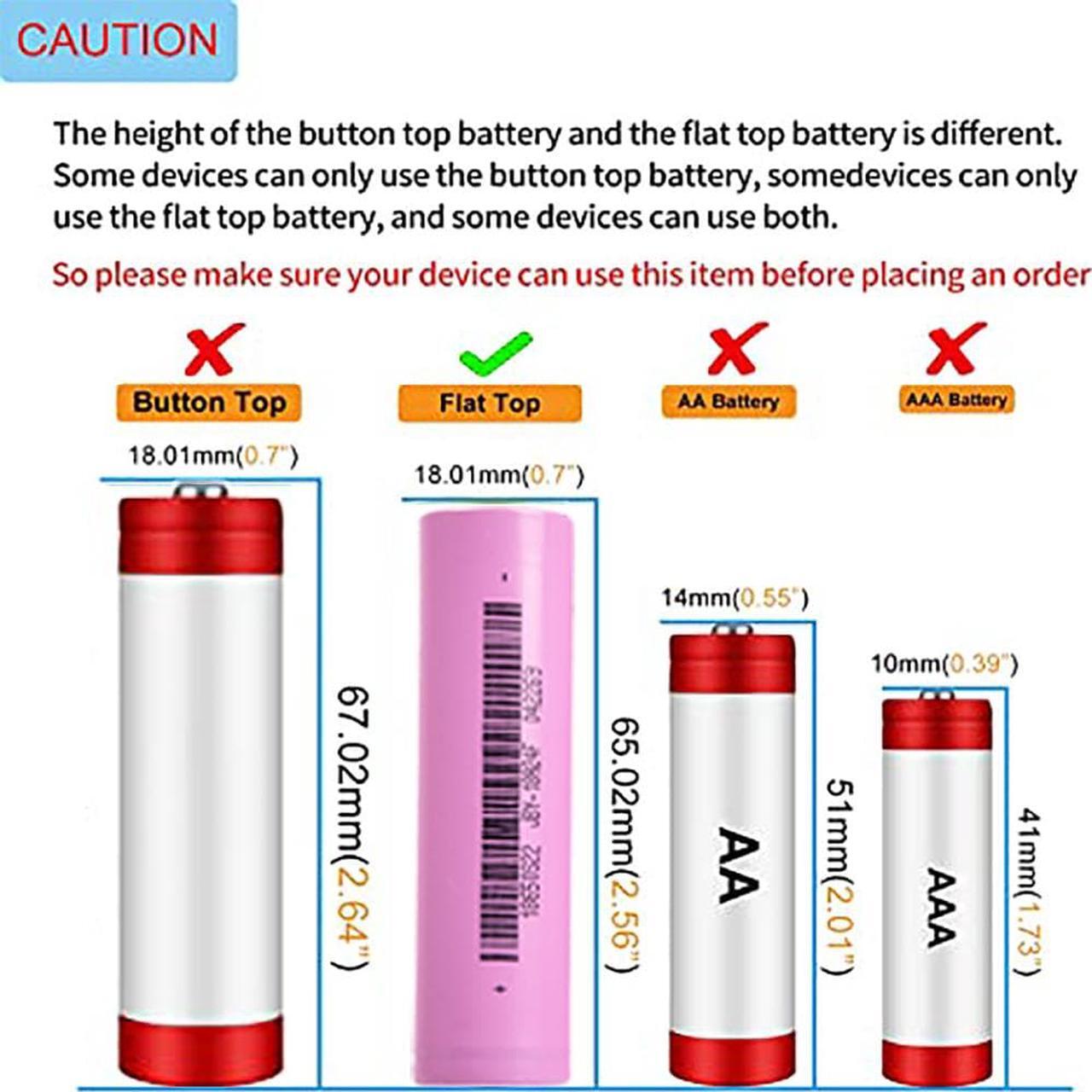 Alt view image 6 of 7 - 2PCS Rechargeable Battery 18650 Flat Top 2200 mAh 3.7V  Batteries  (the color of the outer of batteries would be random)