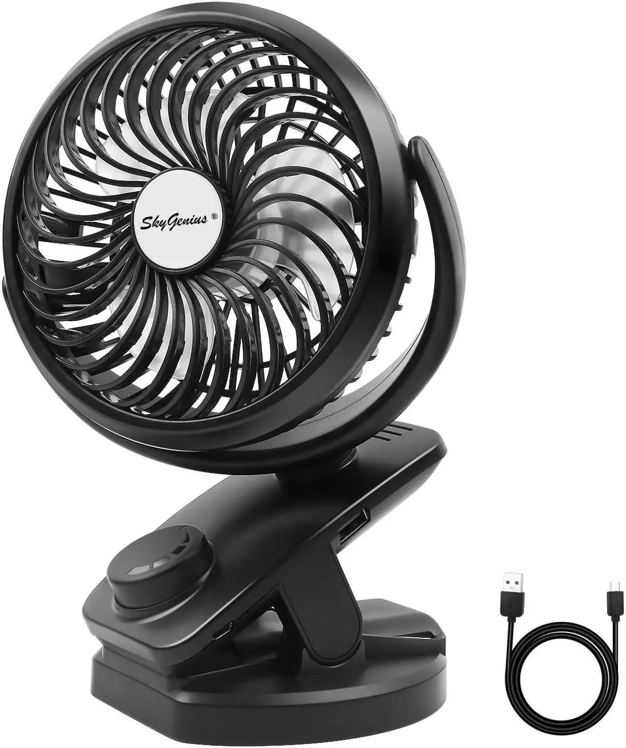 Main image of Desk Fan, Portable USB/Battery Operated SkyGenius Clip on Fan for Office Travel Outdoor Camping, Double Batteries 4400 mAh