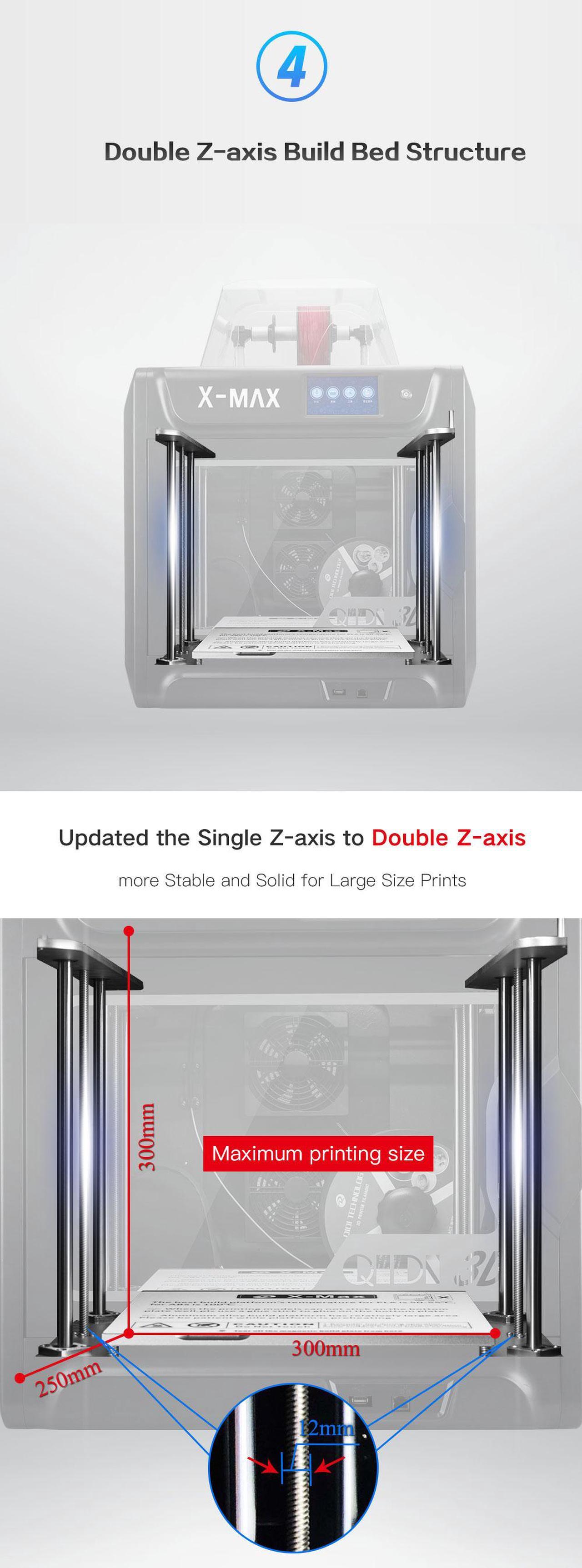 Alt view image 7 of 14 - QIDI TECH 3D Printer X-MAX Large Size Industrial WiFi High Precision Printing with PLA TPU PC PETG Nylon 300*250*300mm 1year warranty great after sale service