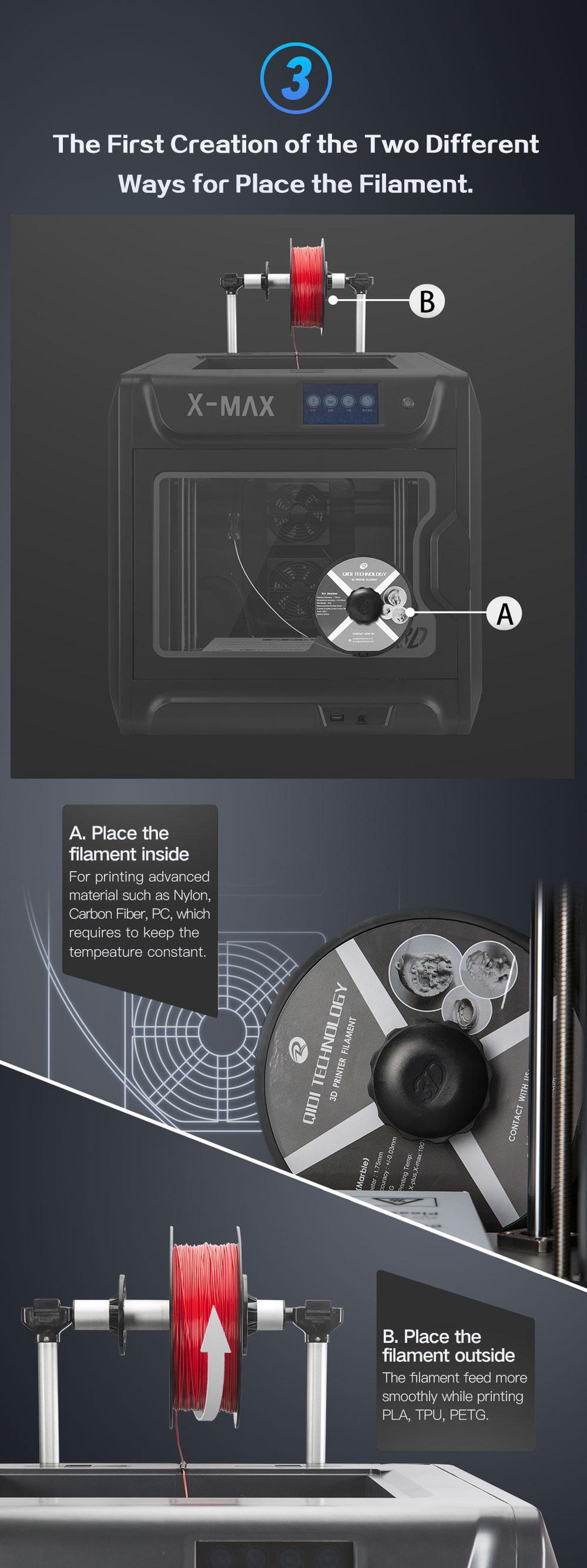 Alt view image 6 of 14 - QIDI TECH 3D Printer X-MAX Large Size Industrial WiFi High Precision Printing with PLA TPU PC PETG Nylon 300*250*300mm 1year warranty great after sale service