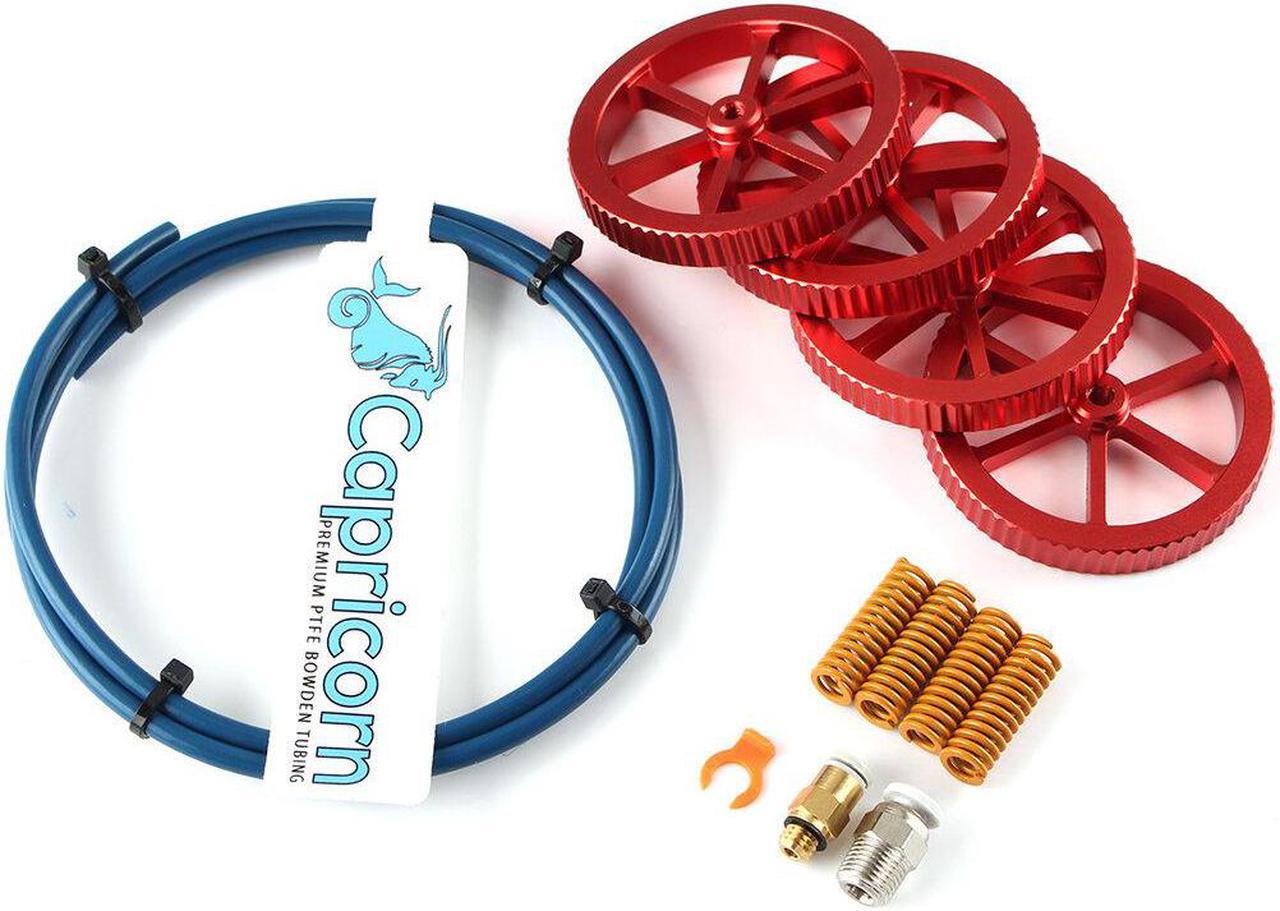 Alt view image 2 of 5 - 4Pcs All Metal Platform Red Leveling Nut + PTEF Tube with Leveling Spring Upgrade Accessories Kit Suit Ender-3/3Pro/5 3D Printer