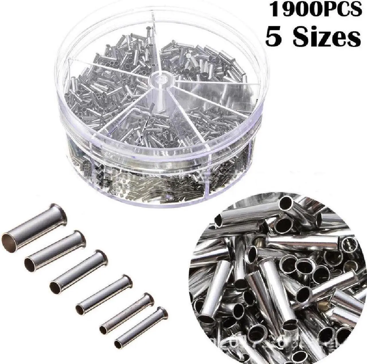 Main image of 1900pcs Terminal Block Cold-Pressed Insulated Ferrules Terminal Block Cord End Wire Connector Electrical Crimp Sleeves
