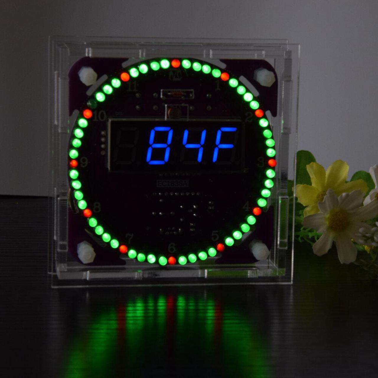 Alt view image 5 of 5 - Fourth Generation DIY EC1838B DS1302 Light Control Rotation LED Electronic Clock Kit Music Alarm Clock With Housing