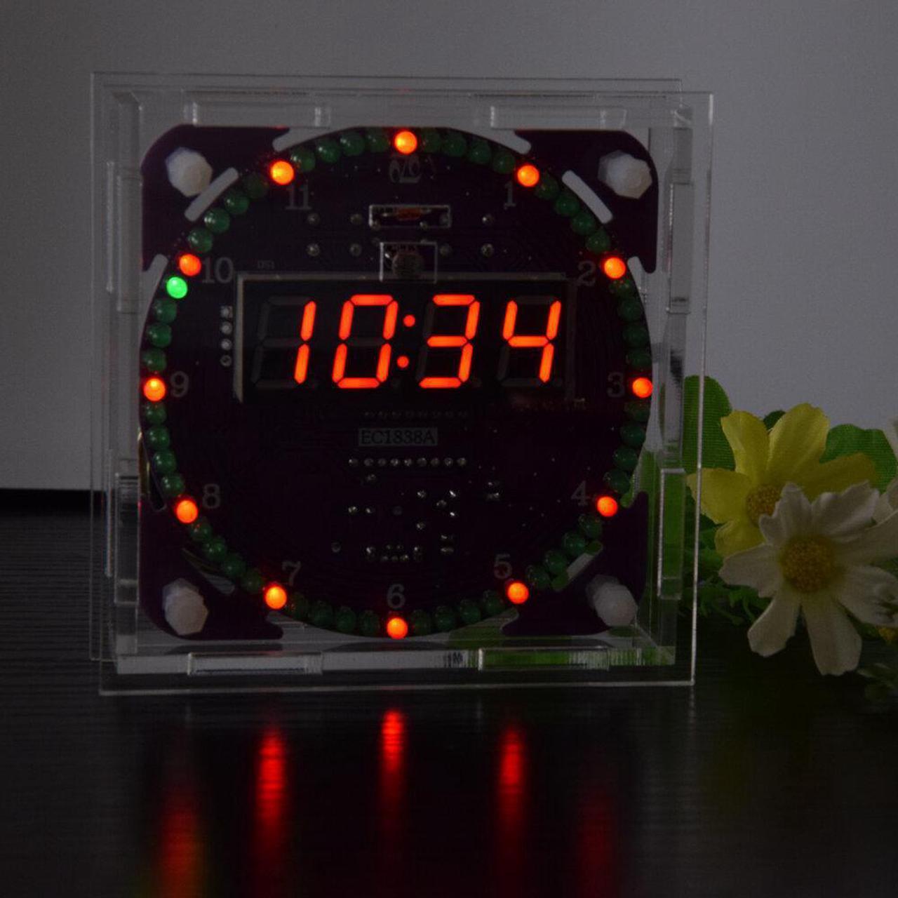 Alt view image 3 of 5 - Fourth Generation DIY EC1838B DS1302 Light Control Rotation LED Electronic Clock Kit Music Alarm Clock With Housing