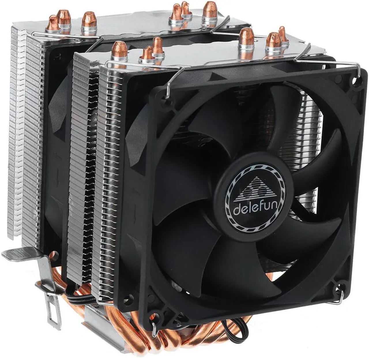 Alt view image 2 of 5 - CPU Cooler Dual Tower Cooling Fan No Lamp Dual Fan 3pin Connector 9cm Suitable For LGA1150/1151/1155/1156/1366/775 core i3/i5/i7 AM4/AM3+/AM3/AM2