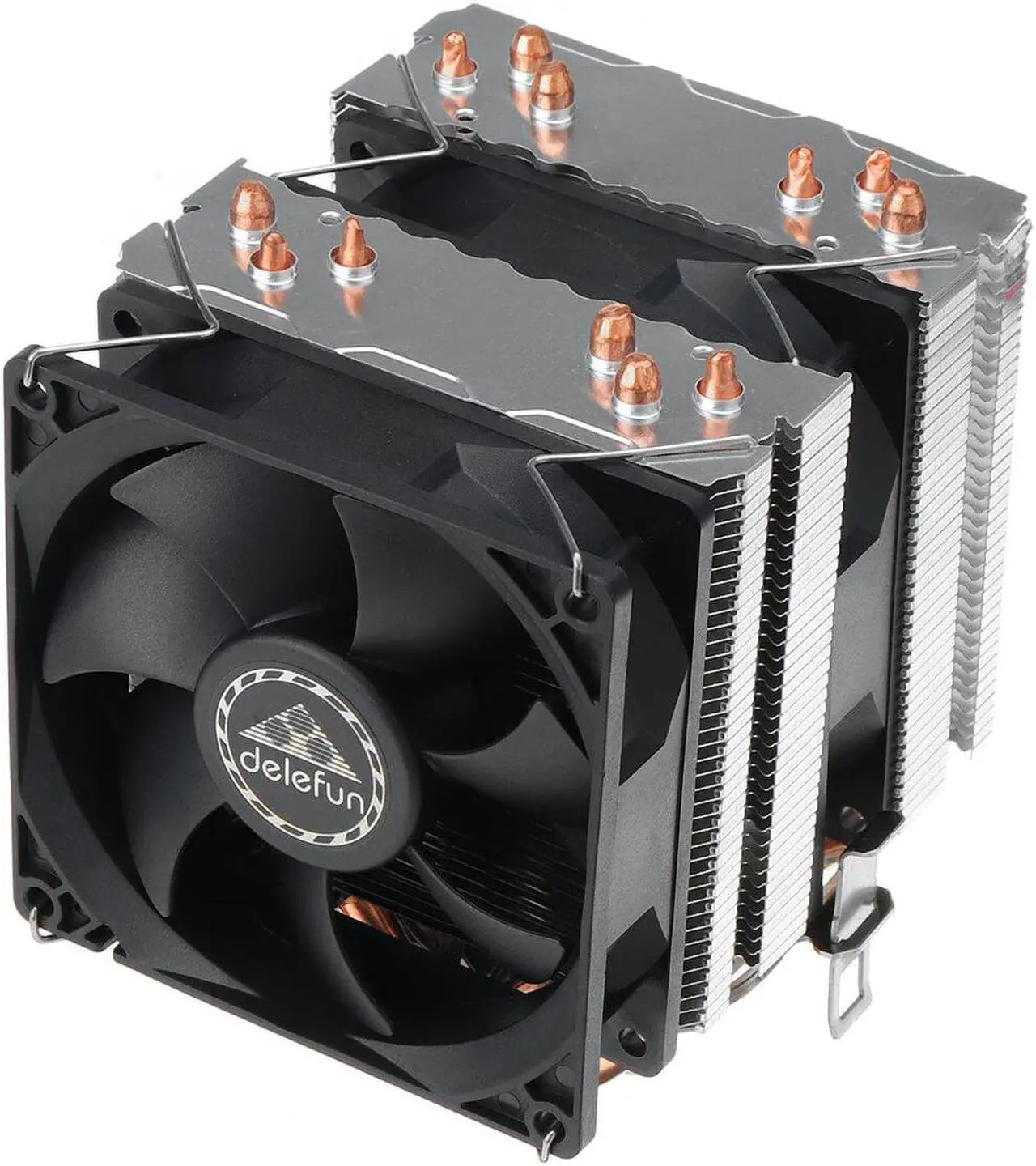 Alt view image 4 of 5 - CPU Cooler Dual Tower Cooling Fan No Lamp Dual Fan 3pin Connector 9cm Suitable For LGA1150/1151/1155/1156/1366/775 core i3/i5/i7 AM4/AM3+/AM3/AM2
