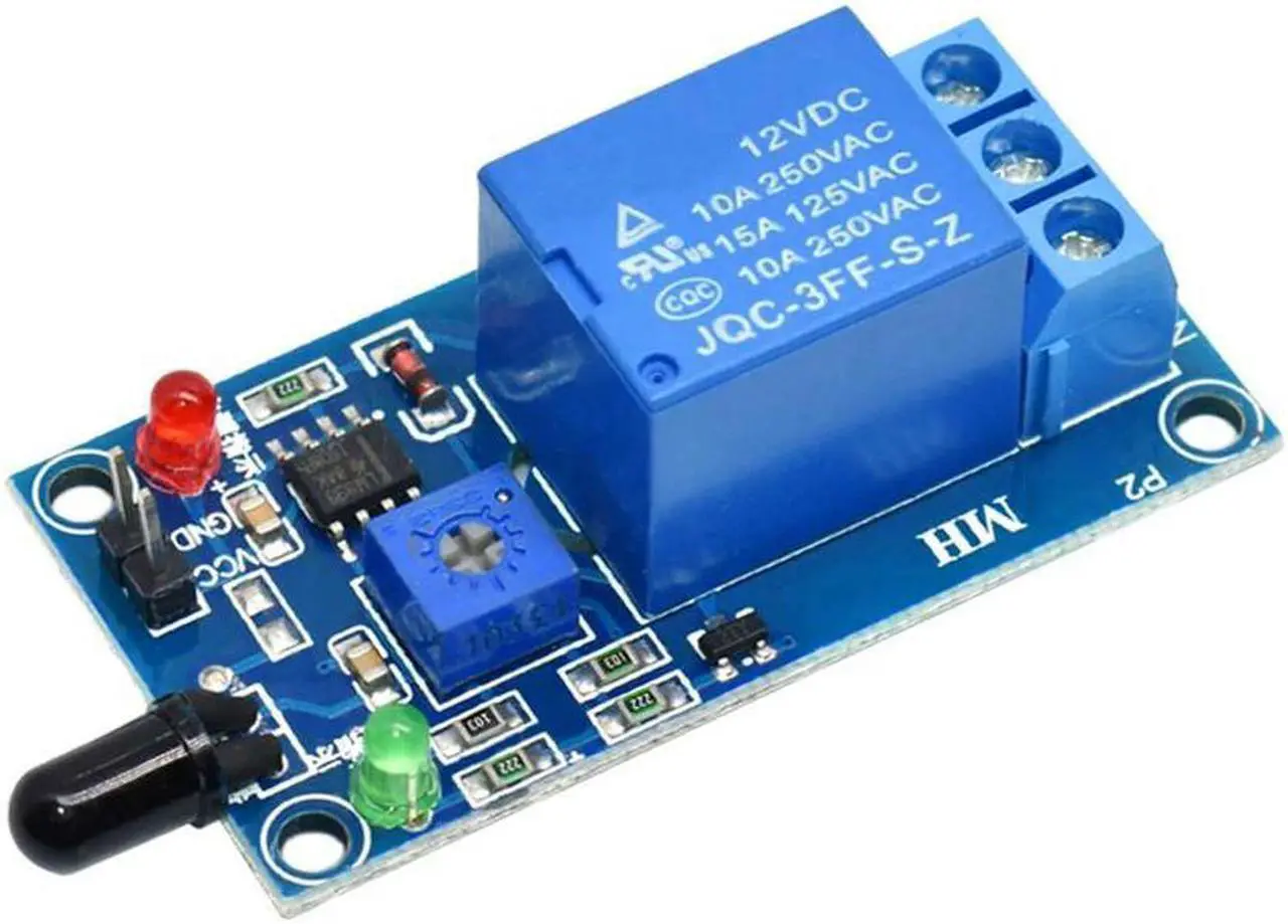 Alt view image 4 of 5 - IR Infrared 1 Channel 12V Flame Detection Sensor Module Fire Alarm Sensor Relay Module For Arduino