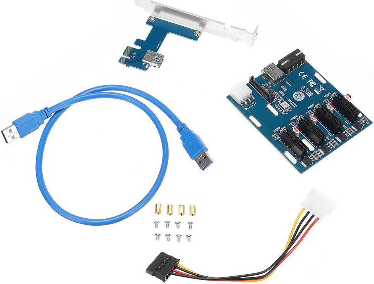 1 to 4 PCI Express 1X Slots Riser Card Mini ITX to External 4 PCI-e Slot AdapterPort Multiplier Card