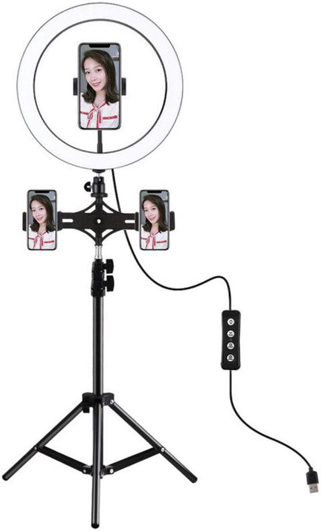 PKT3057B 11.8 inch 30cm LED Ring Light for Vlogging Video Live Broadcast Three-level Adjustment Fill Light with 110cm Tripod Mount with Dual Phone Bracket