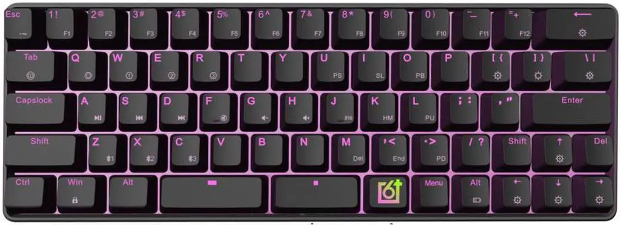 Alt view image 3 of 5 - GK66 Mechanical Keyboard bluetooth USB-C Dual Mode 66 Keys Split-Spacebar Hot-swappable Gateron Optical Switch Blue Switch RGB Gaming Keyboard