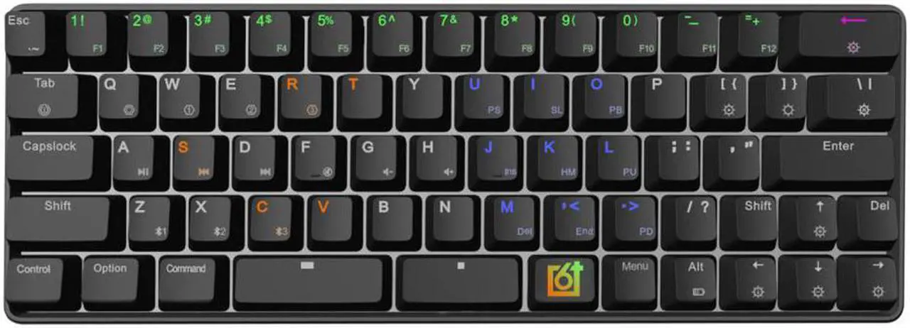 Alt view image 4 of 5 - GK66 Mechanical Keyboard bluetooth USB-C Dual Mode 66 Keys Split-Spacebar Hot-swappable Gateron Optical Switch Blue Switch RGB Gaming Keyboard