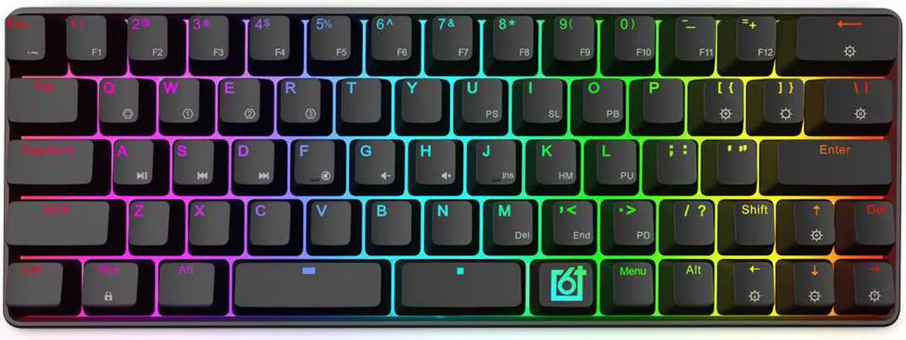 Alt view image 2 of 5 - GK66 Mechanical Keyboard bluetooth USB-C Dual Mode 66 Keys Split-Spacebar Hot-swappable Gateron Optical Switch Blue Switch RGB Gaming Keyboard