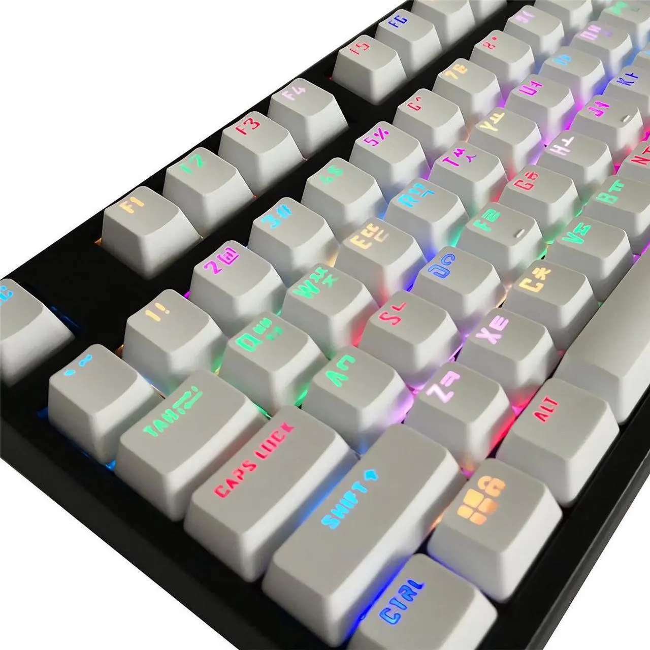 Alt view image 5 of 5 - 104 Keys Keycap SetSpanish Korean Keycaps OEM Profile ABS Light Transmitting Keycaps for Mechanical Keyboards