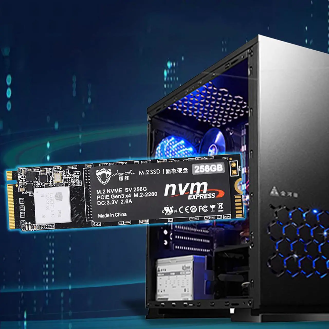 Alt view image 4 of 5 - M.2 NVME Pcle Gen3×4 Hard Drive 2280 NVME 1.3 SSD 3D NAND 128G 256G 512G 1T Solid State Drive
