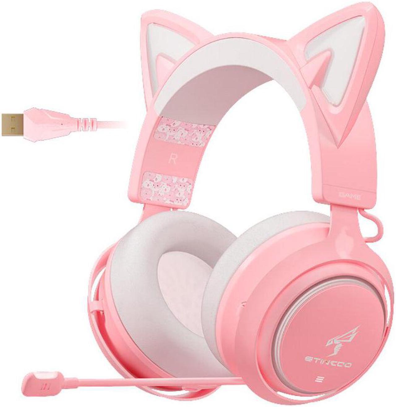 Alt view image 3 of 5 - GS510 Cat Ear Gaming Headset Pink 3 Version with Microphone Virtual 7.1 Sound Game/Live/Video 3 Mode for PS5/4 Computer Gamer