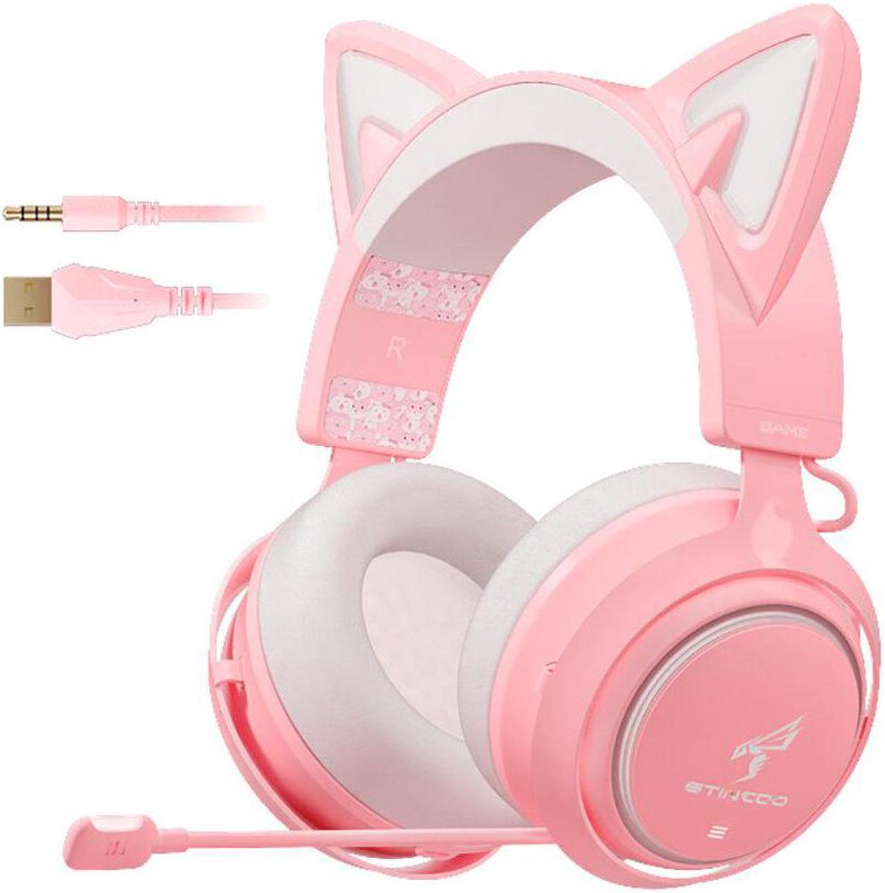 Alt view image 2 of 5 - GS510 Cat Ear Gaming Headset Pink 3 Version with Microphone Virtual 7.1 Sound Game/Live/Video 3 Mode for PS5/4 Computer Gamer