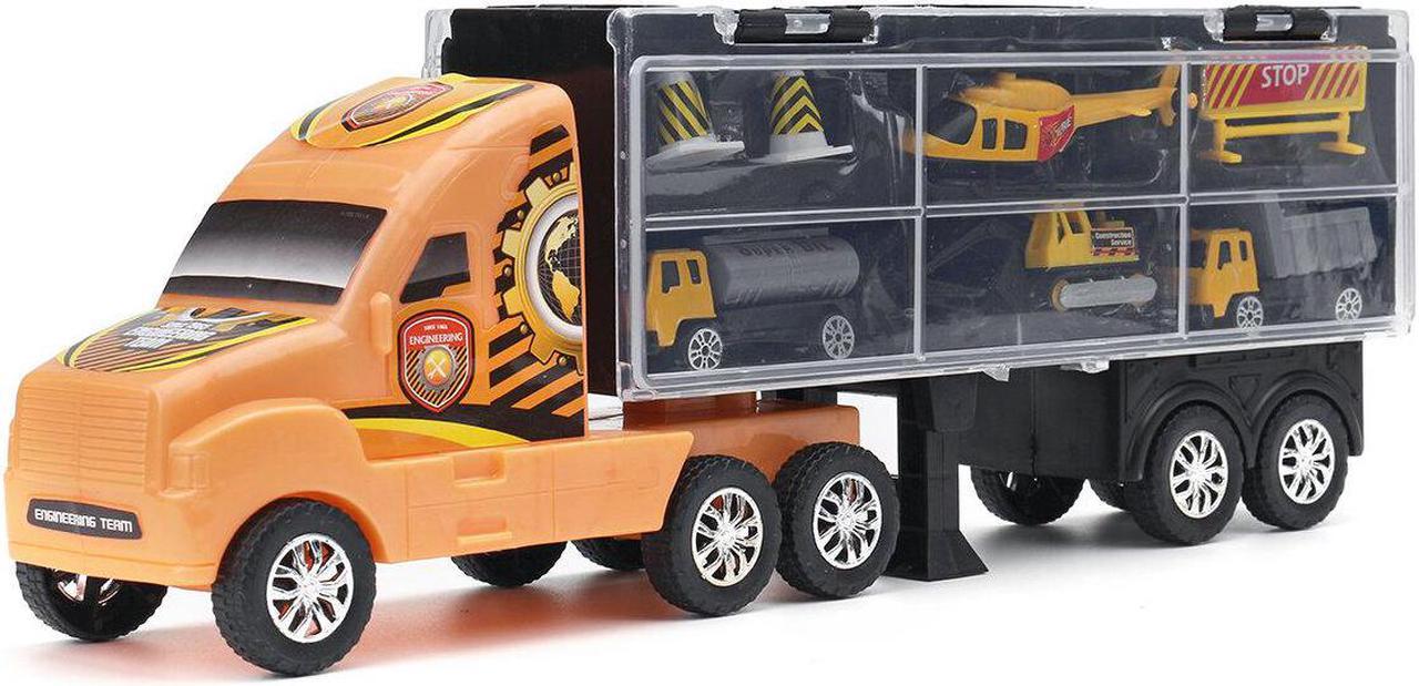 Trailer Container Car Storage Box Diecast Car Model Set Toy for Children's Gift