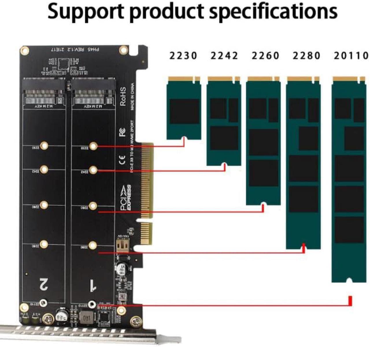 Alt view image 4 of 5 - Dual-disk NVME M.2 MKEY SSD RAID Array Expansion Adapter Motherboard PCI-E Split Card For Gaming Mining BTC Chia